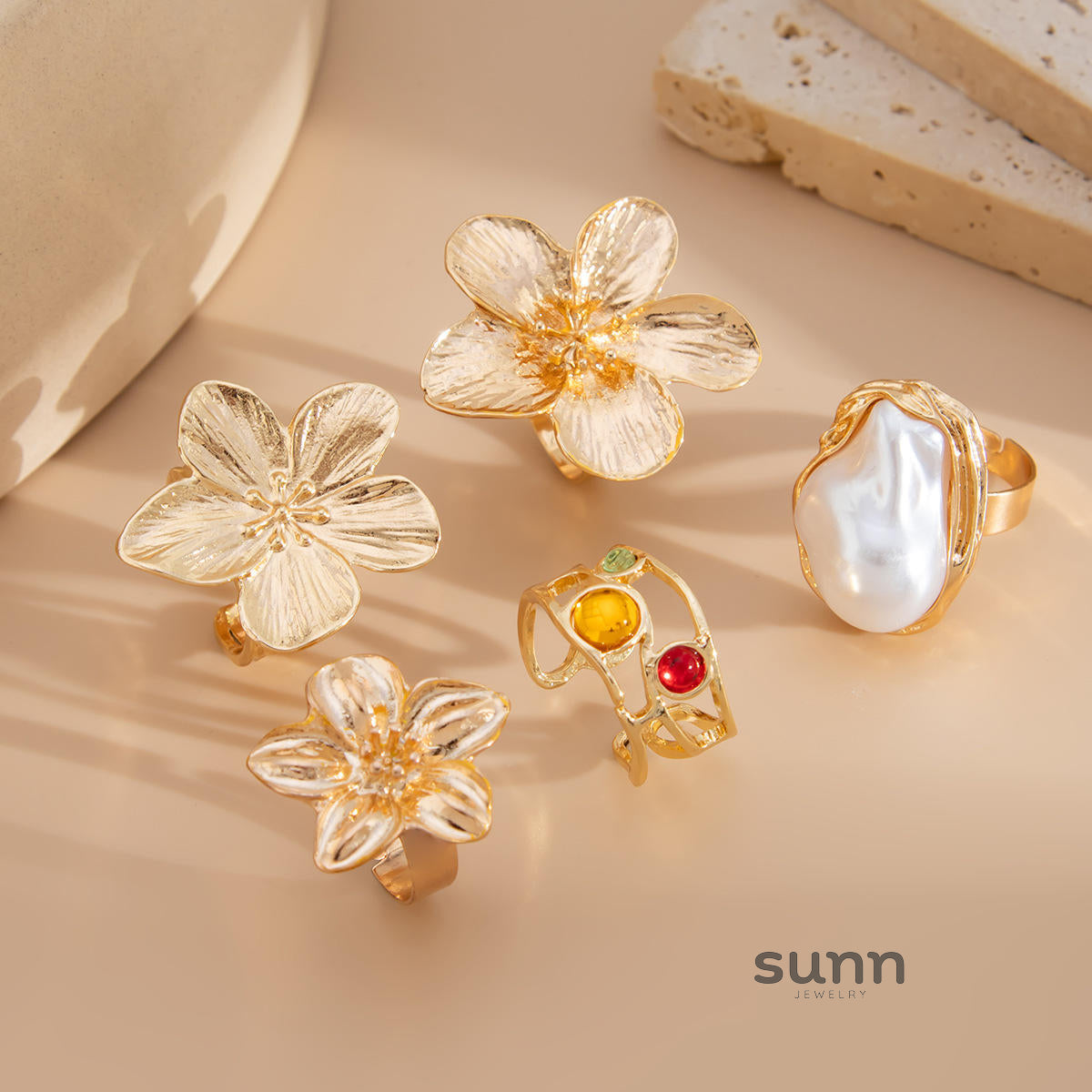 Yanely Baroque Pearl Ring Set [NN29N8JC]