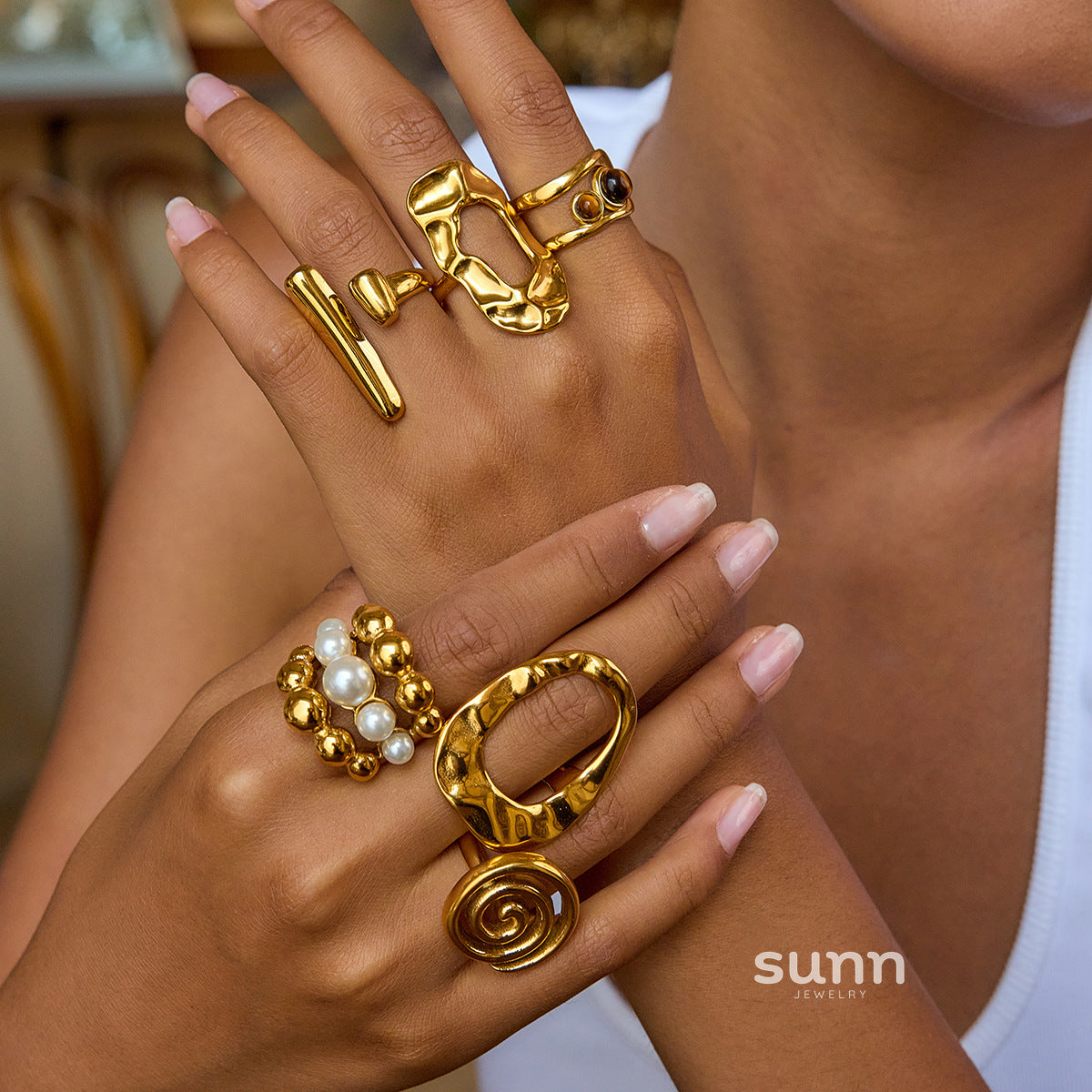 Yashvi Sculptural Steel Ring [N2WLP7XO]