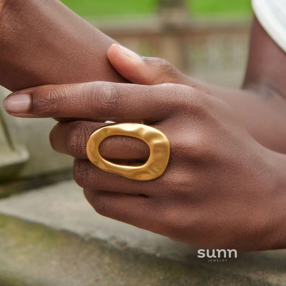 Yashvi Sculptural Steel Ring [4HJG2UBJ]