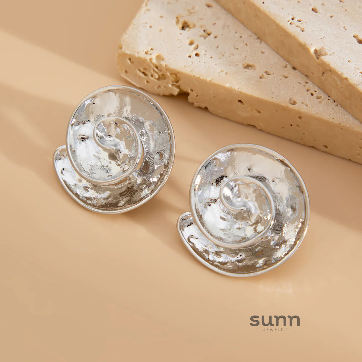 Yehudis Spiral Snail Stud Earrings