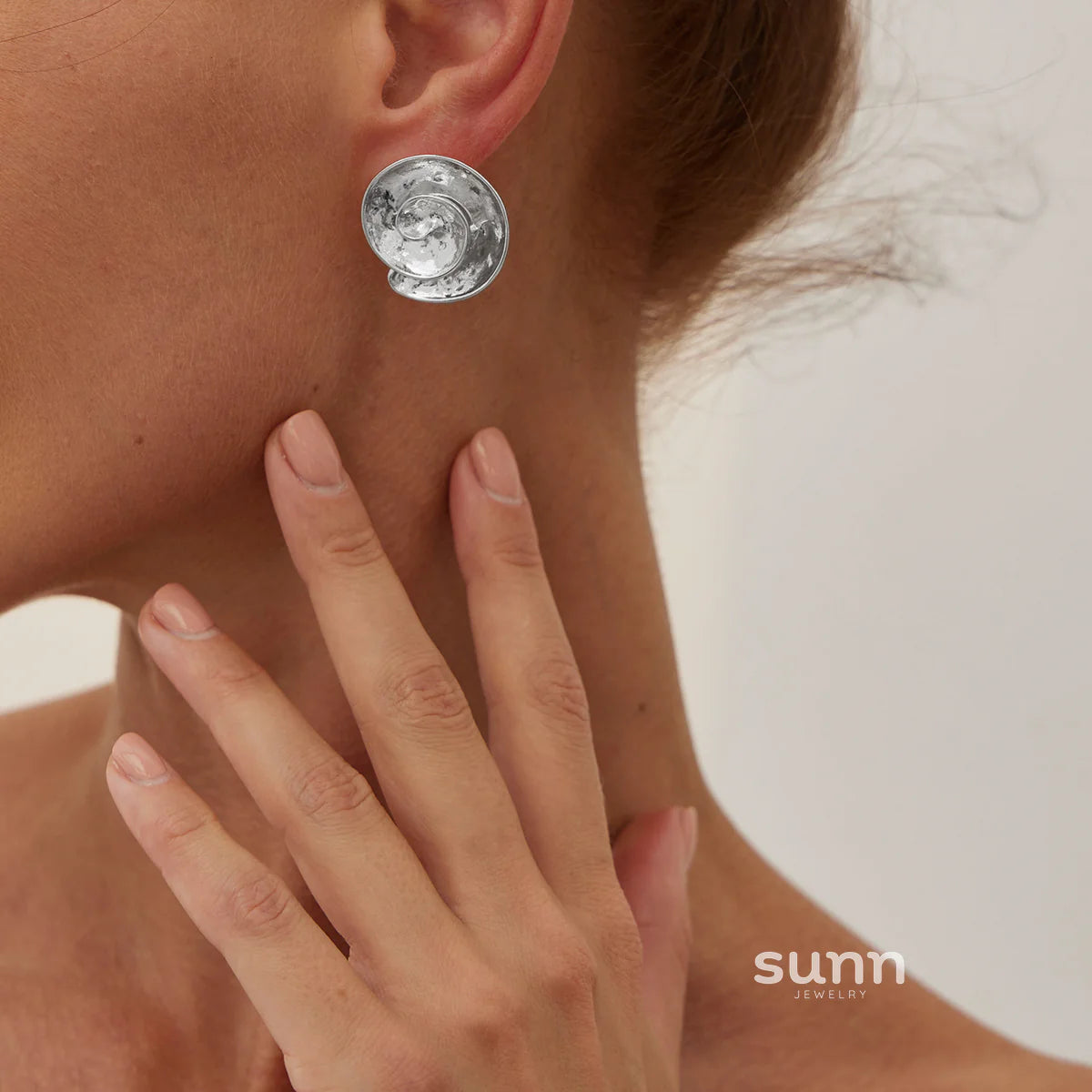 Yehudis Spiral Snail Stud Earrings