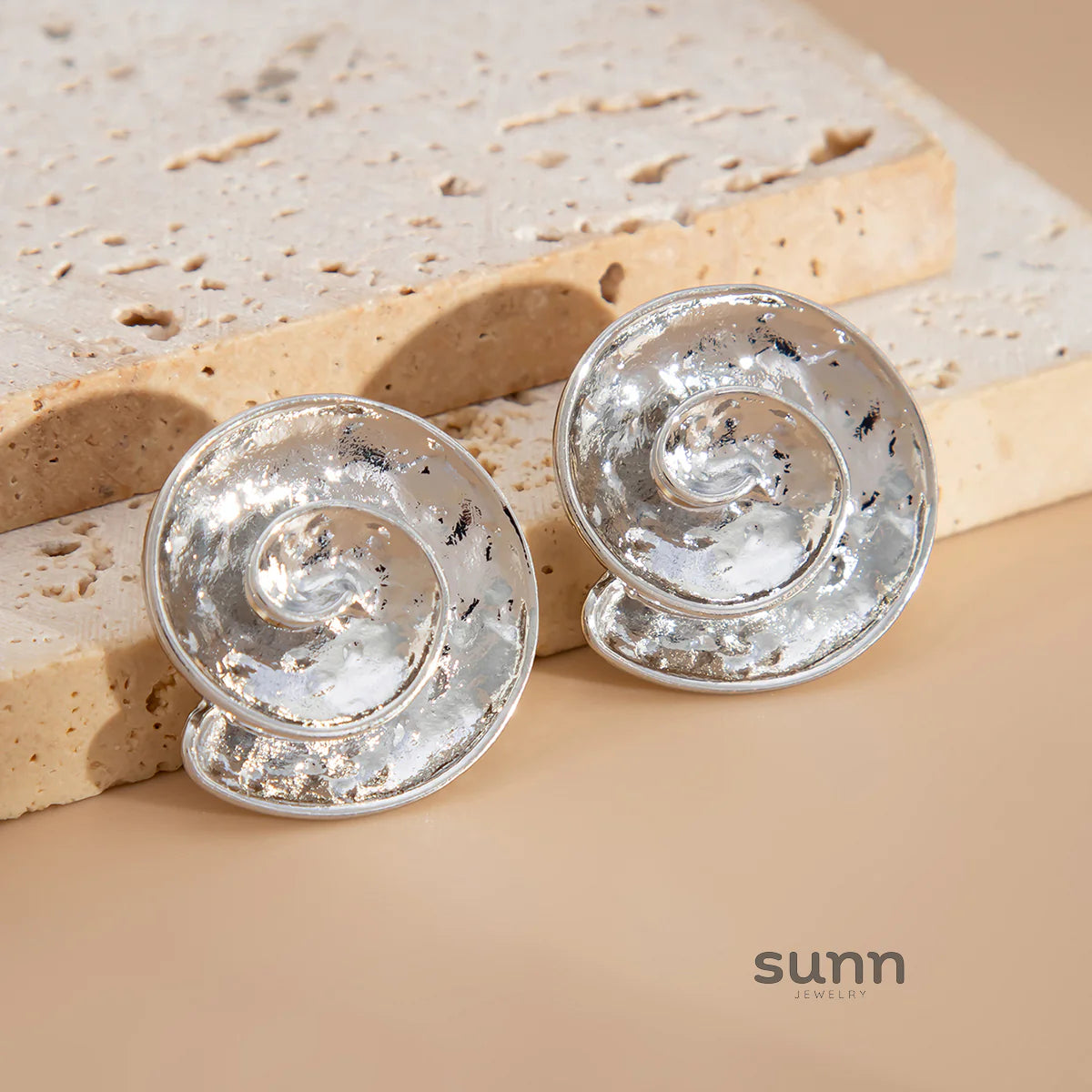 Yehudis Spiral Snail Stud Earrings