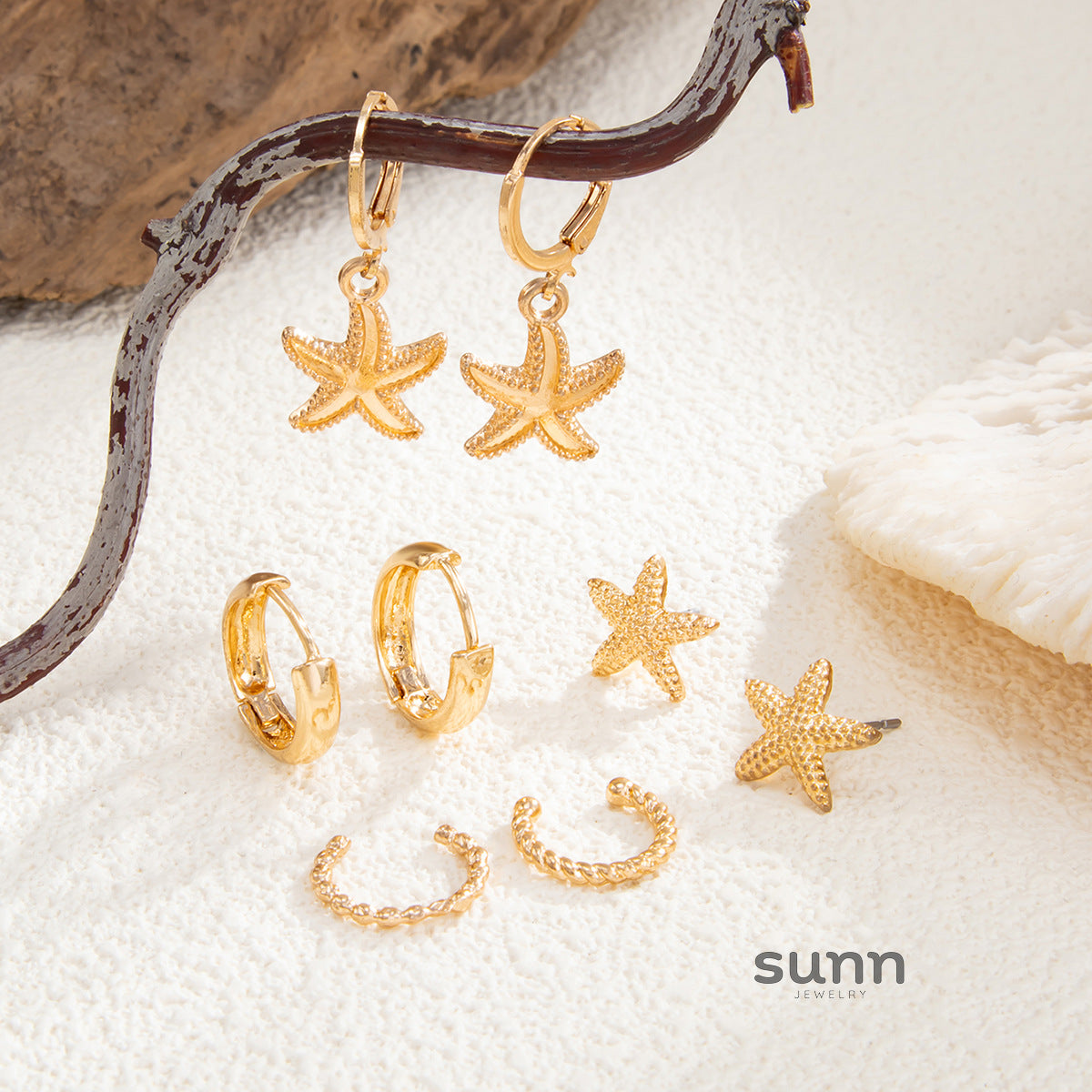 Yides Starfish Ear Cuff Set [58CX9VG7]