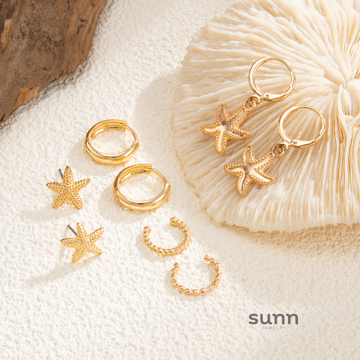 Yides Starfish Ear Cuff Set [WU3BV5B8]