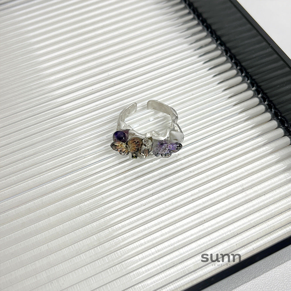 Ysabella Colorful Butterfly Open Ring [WMR3HPEM]