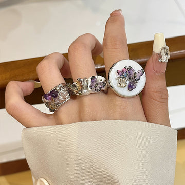 Ysabella Colorful Butterfly Open Ring [3QSB96G9]