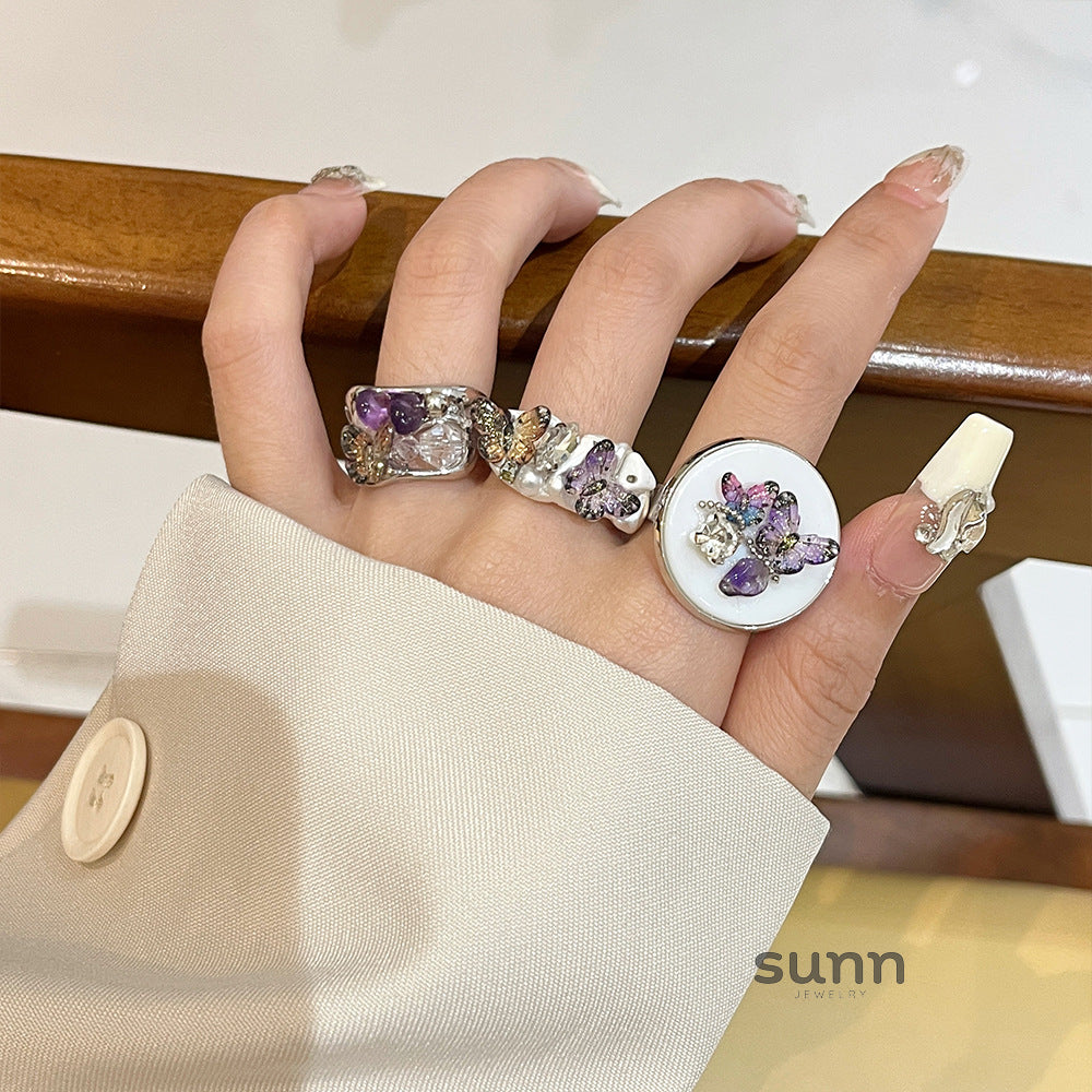 Ysabella Colorful Butterfly Open Ring [FWLV59BG]