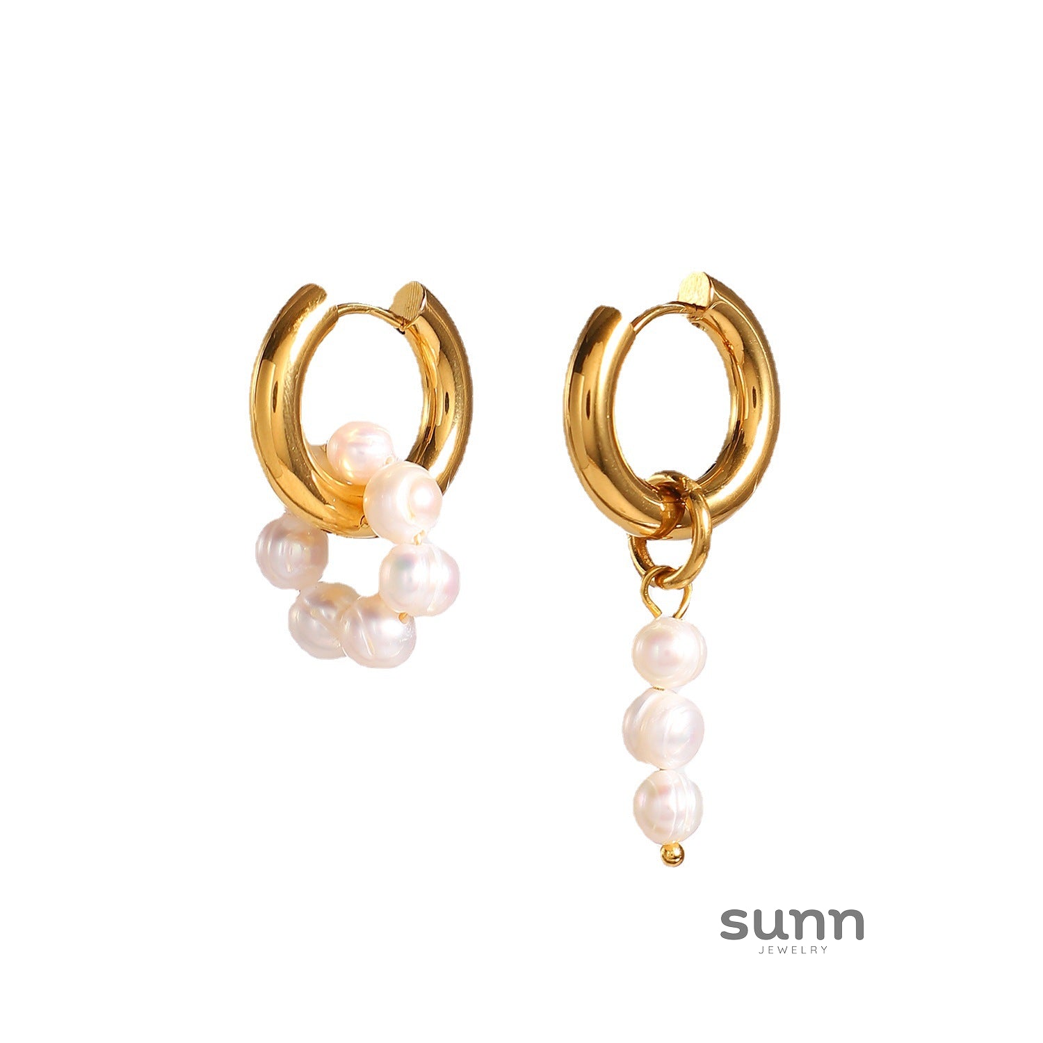 Yui Asymmetric Pearl Earrings [15GJI115]