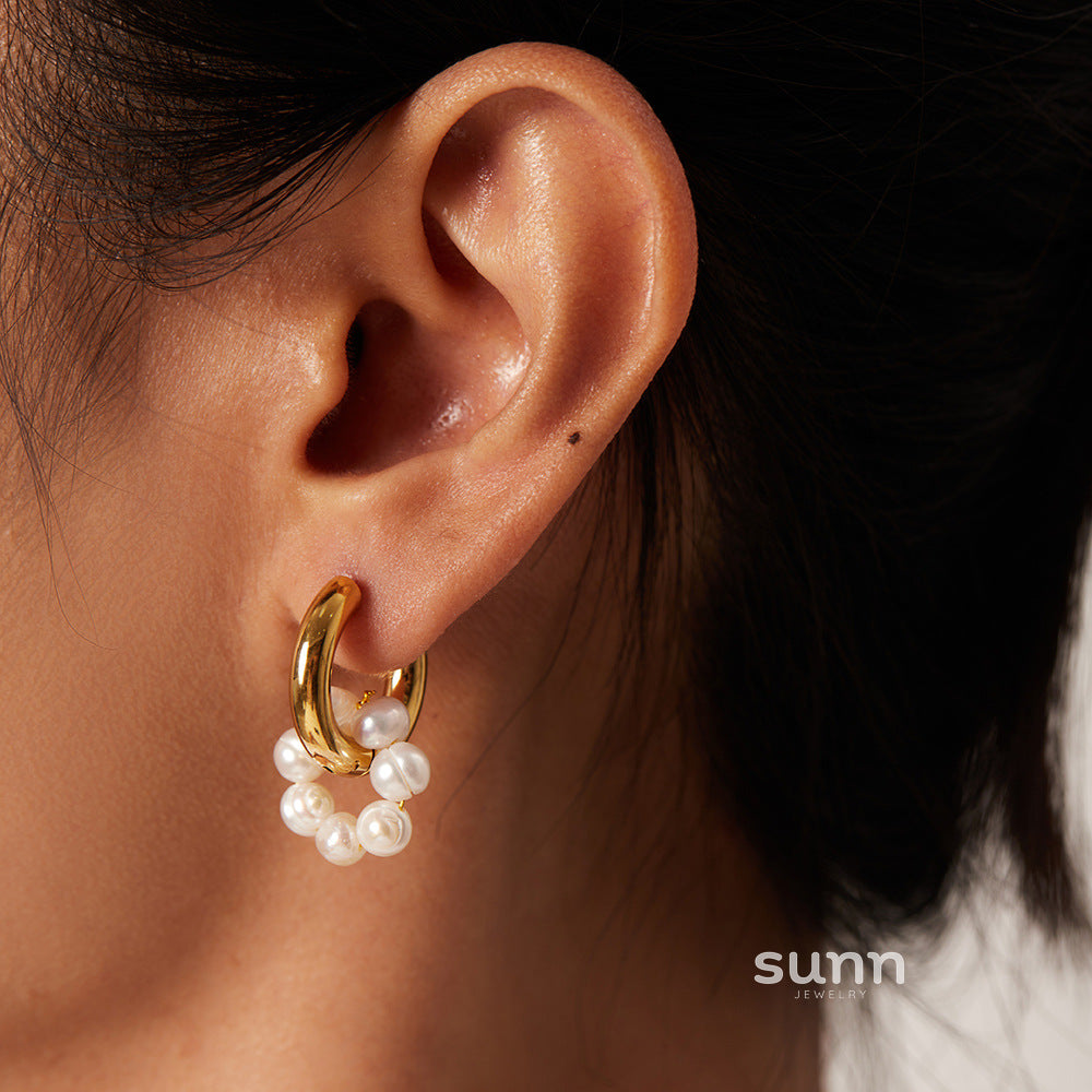 Yui Asymmetric Pearl Earrings [OMJCVL07]
