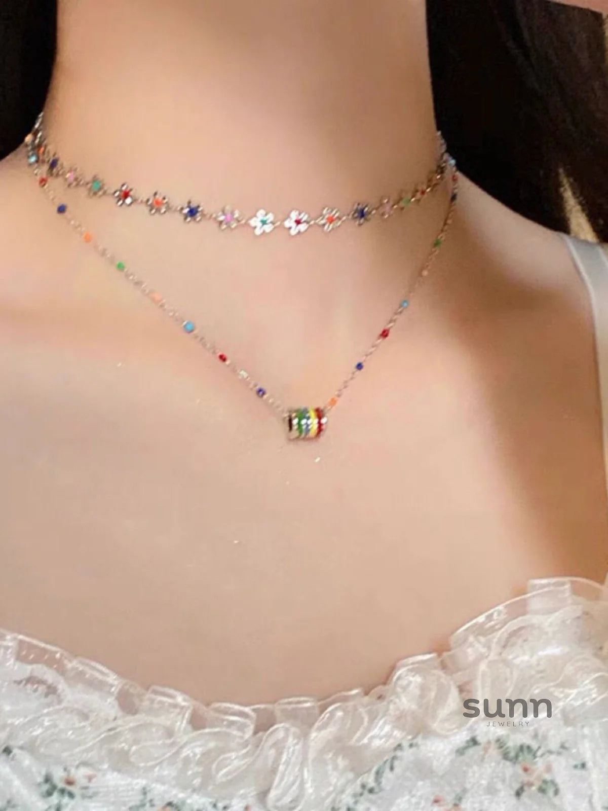 Yuleimy Dopamine Bloom Layered Necklace