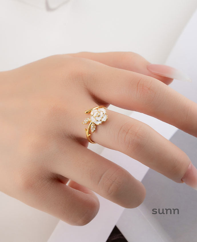 Yulianna Camellia Open Ring [P6TQACL9]