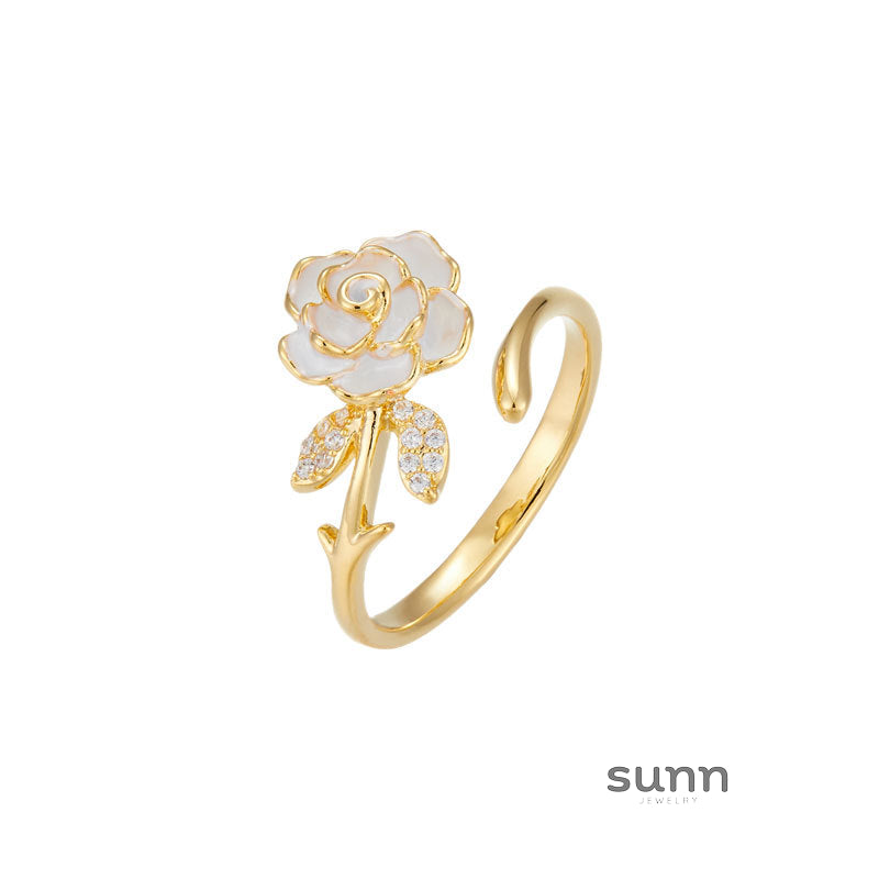 Yulianna Camellia Open Ring [JE6OLNW8]