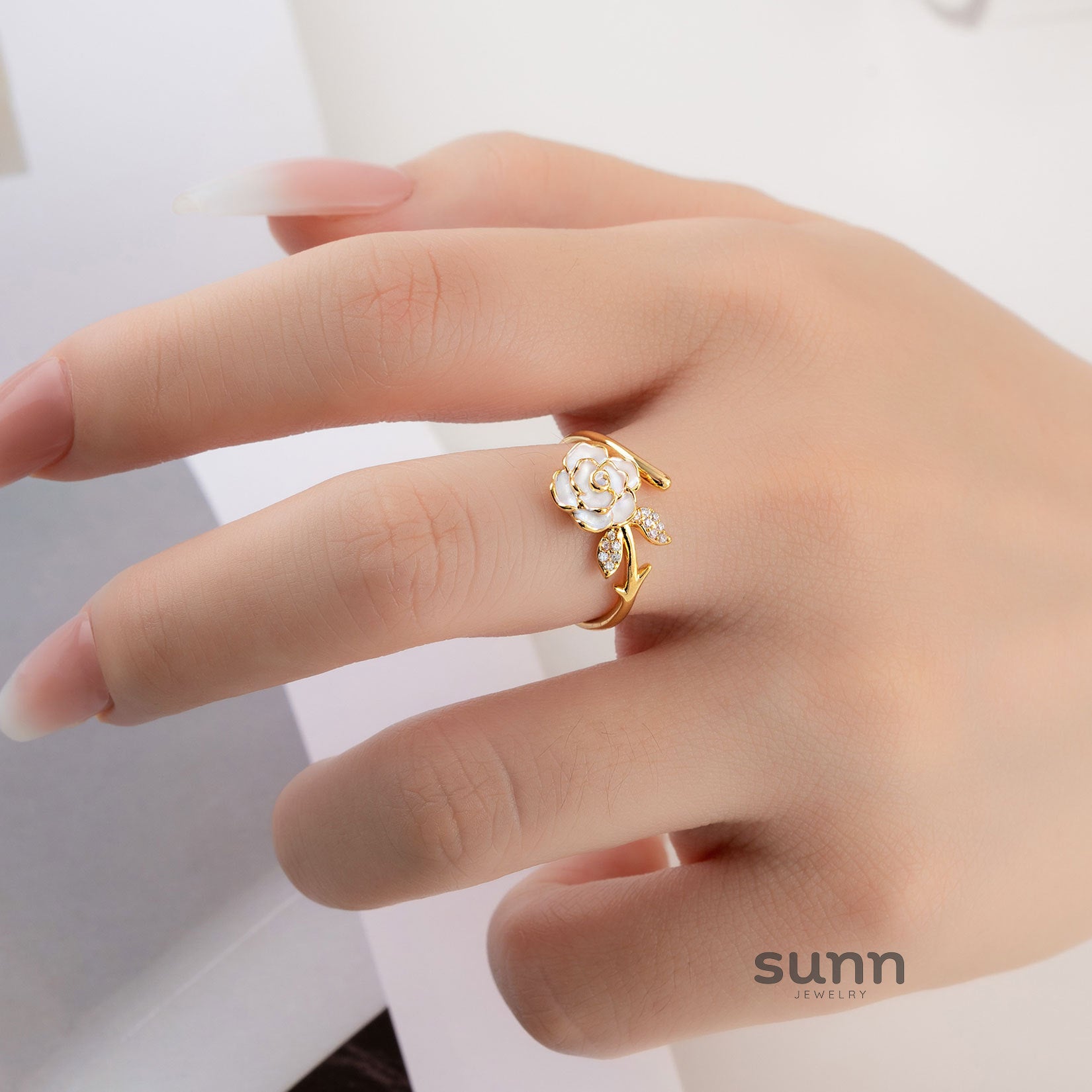 Yulianna Camellia Open Ring [CGMQE5AE]