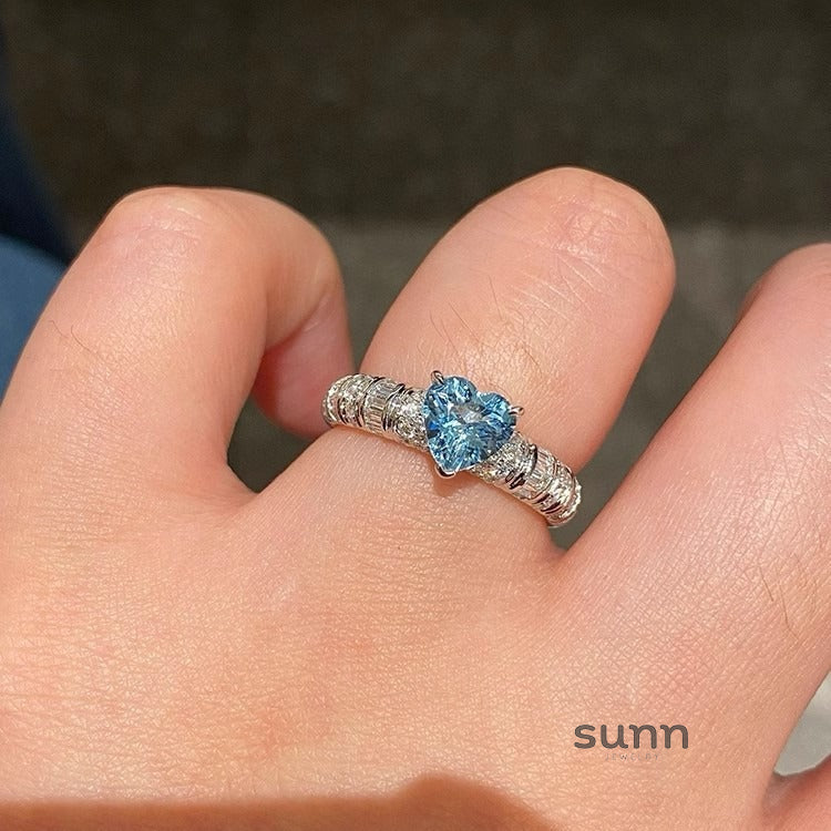 Yulissa Azure Heart Ring [R81SJZHN]