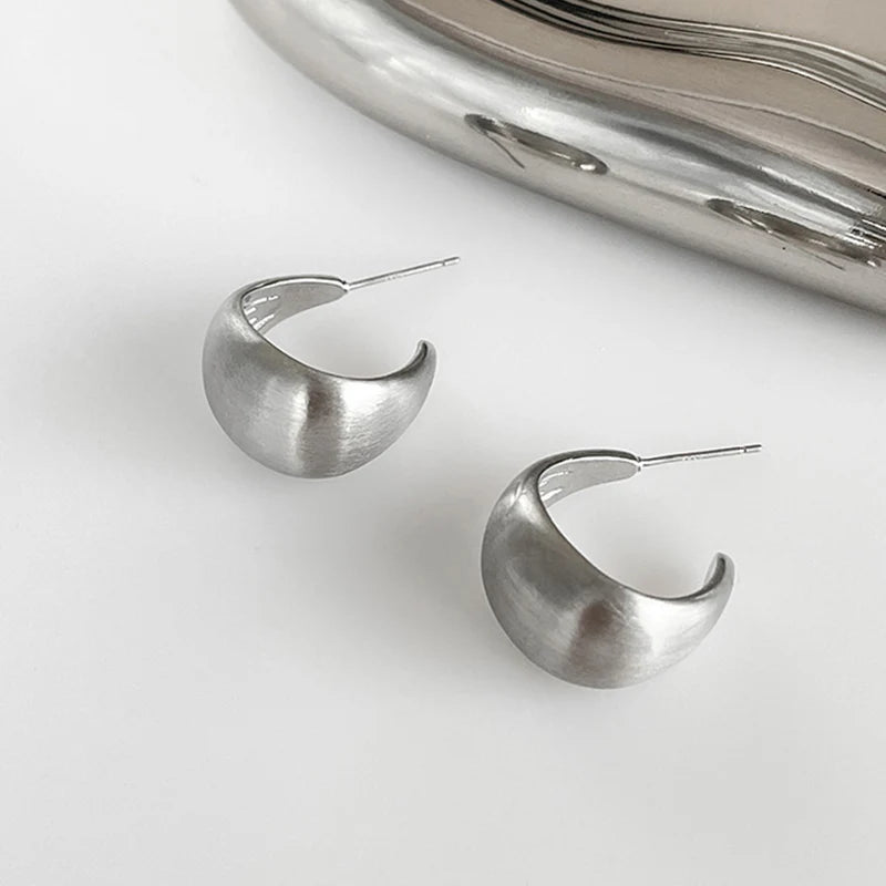Yuritzy Brushed Silver Hoops