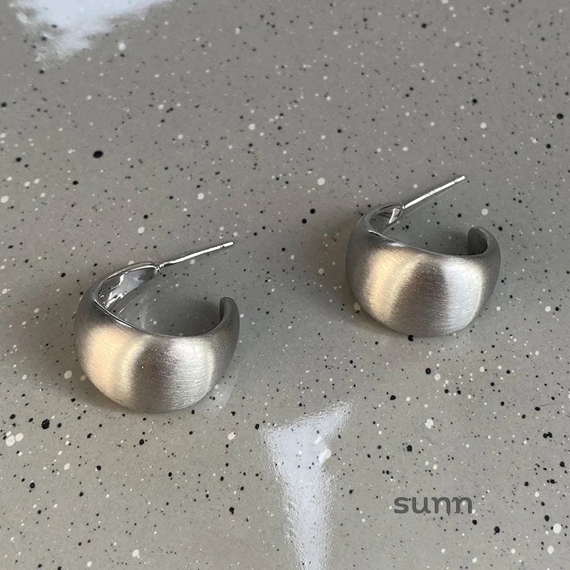 Yuritzy Brushed Silver Hoops