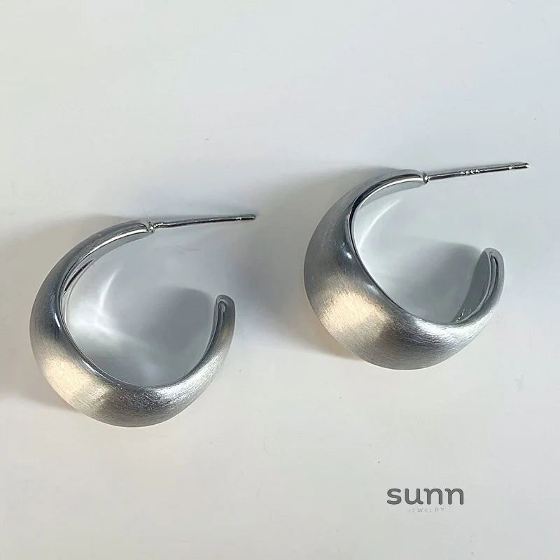 Yuritzy Brushed Silver Hoops