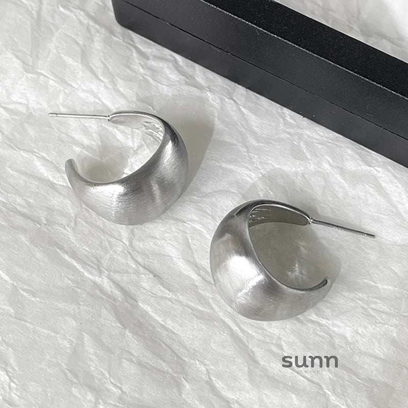 Yuritzy Brushed Silver Hoops