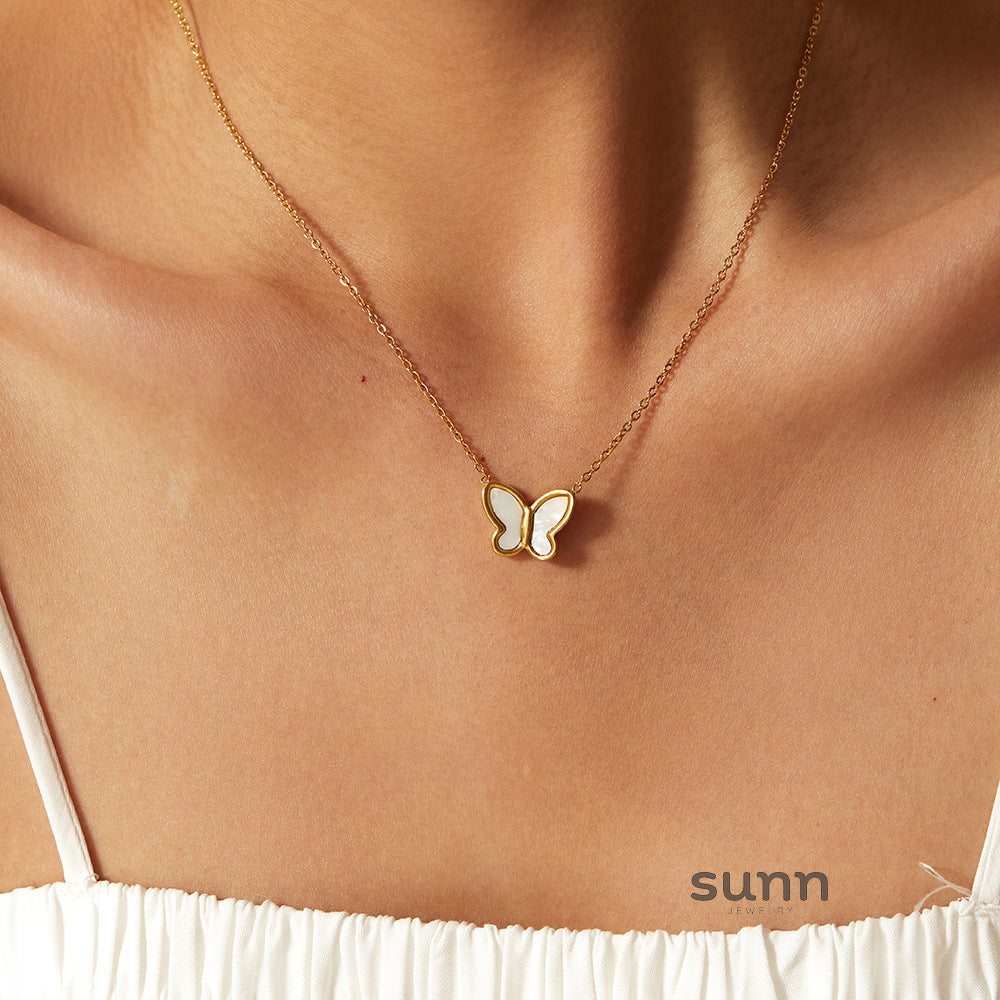 Yzabella White Shell Butterfly Necklace [GTLX2TOY]