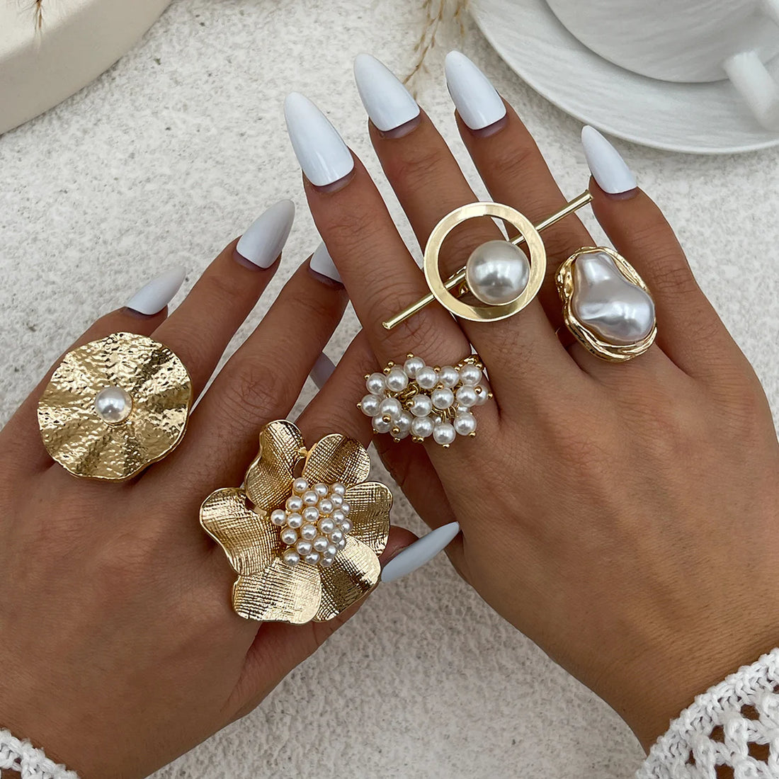 Zada Pearl Bloom Rings