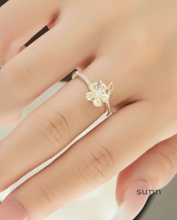 Zadie Floral Zircon Open Ring [9SBSKSWR]