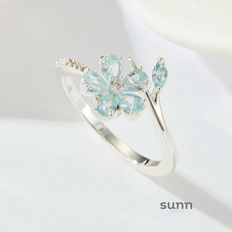 Zadie Floral Zircon Open Ring [0R4QYGW2]