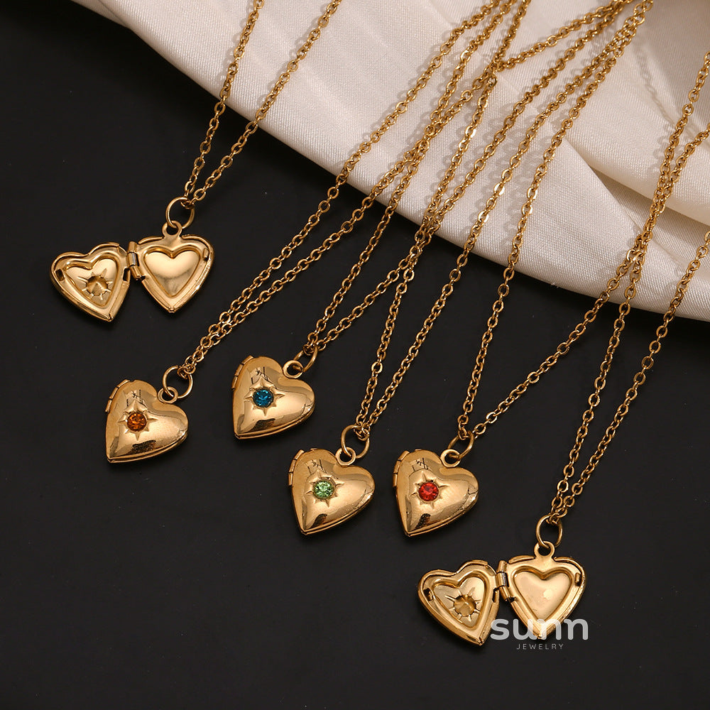 Zahara Birthstone Heart Locket [78VJD7U7]