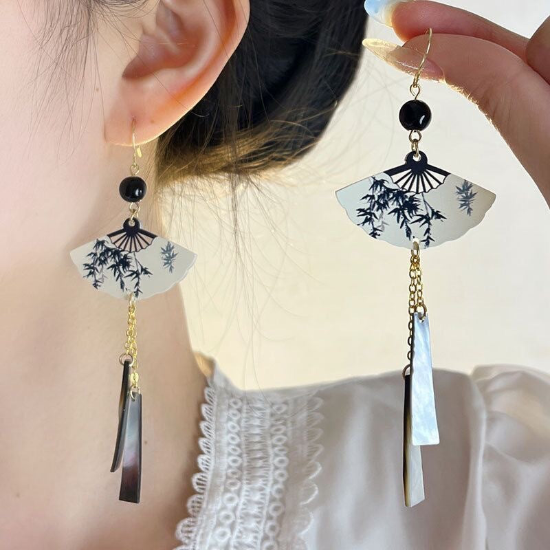 Zahira Ink Bamboo Tassel Earrings [16KOW4UJ]