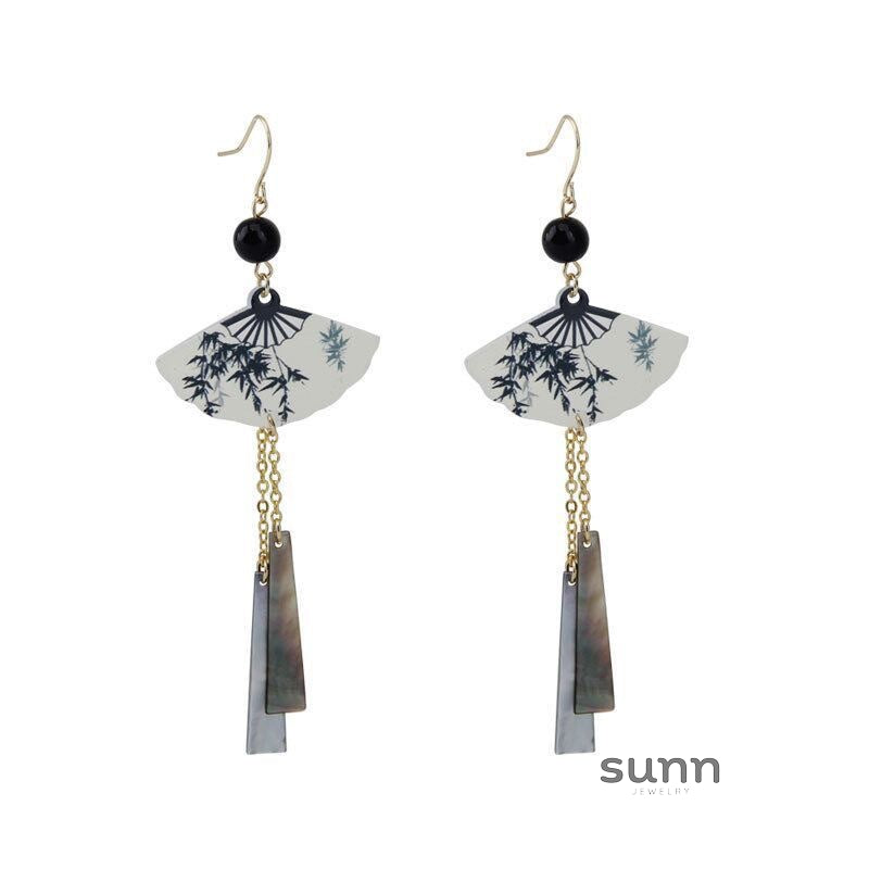 Zahira Ink Bamboo Tassel Earrings [3O8673ES]