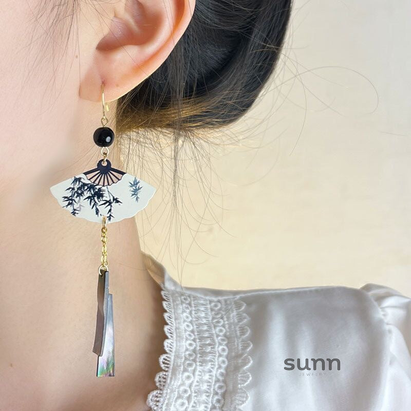 Zahira Ink Bamboo Tassel Earrings [16KOW4UJ]