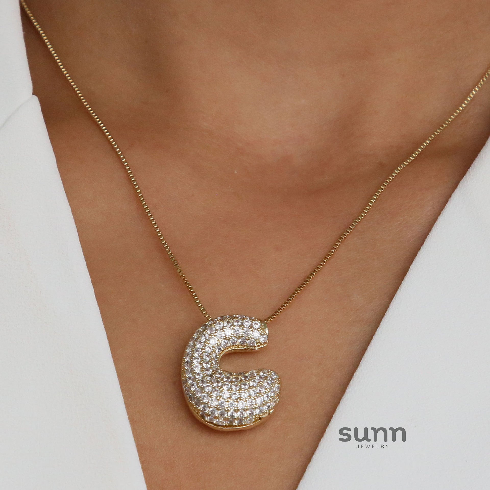 Zaidee Bubble Initial Necklace [MLESQIZL]