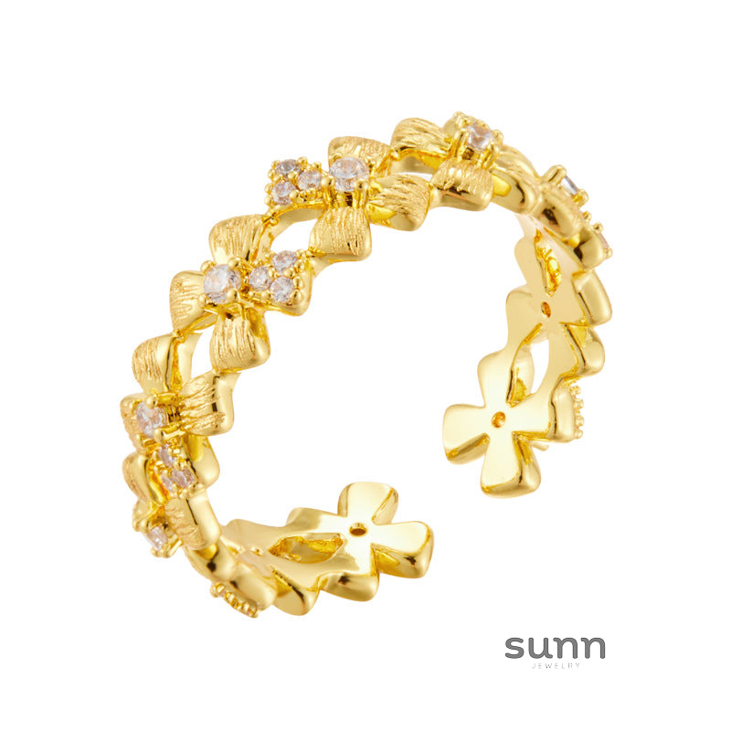 Zainab Floral Zirconia Open Ring [KPFCWXYT]