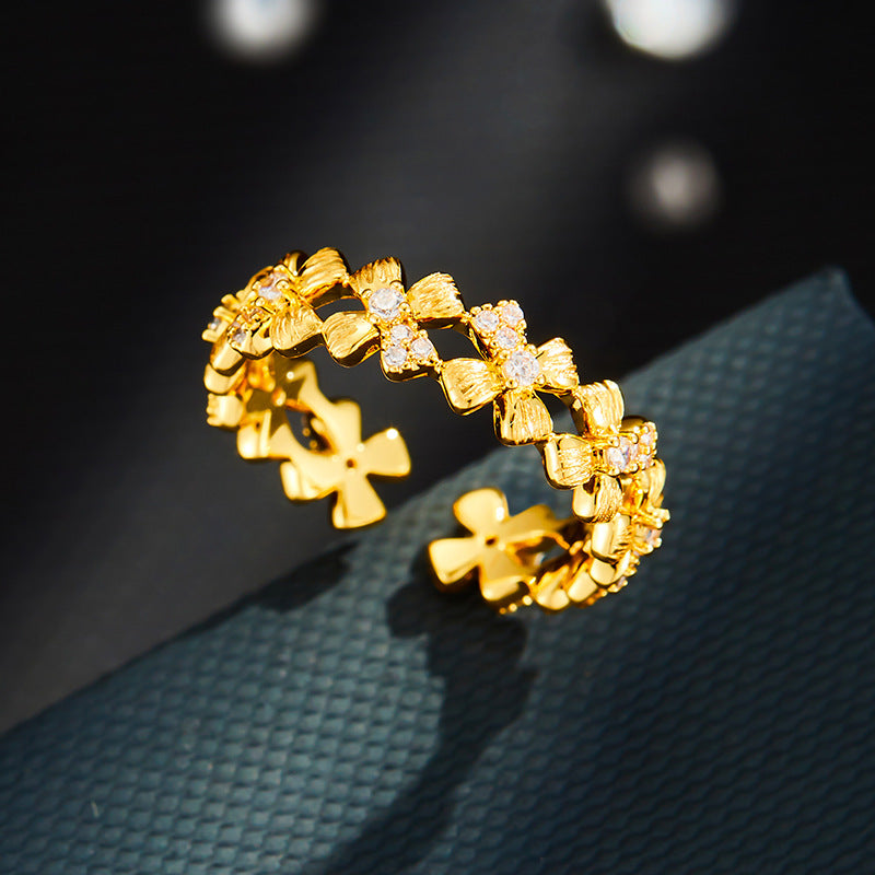 Zainab Floral Zirconia Open Ring [M0A2Y36Q]