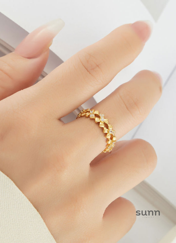 Zainab Floral Zirconia Open Ring [X4ICHWSJ]