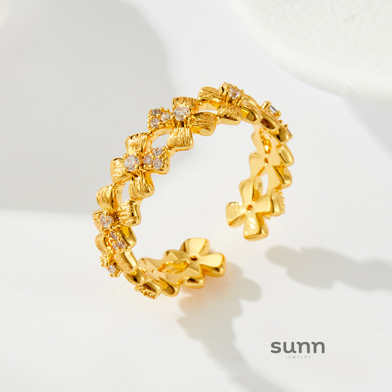 Zainab Floral Zirconia Open Ring [5JRMYVU7]