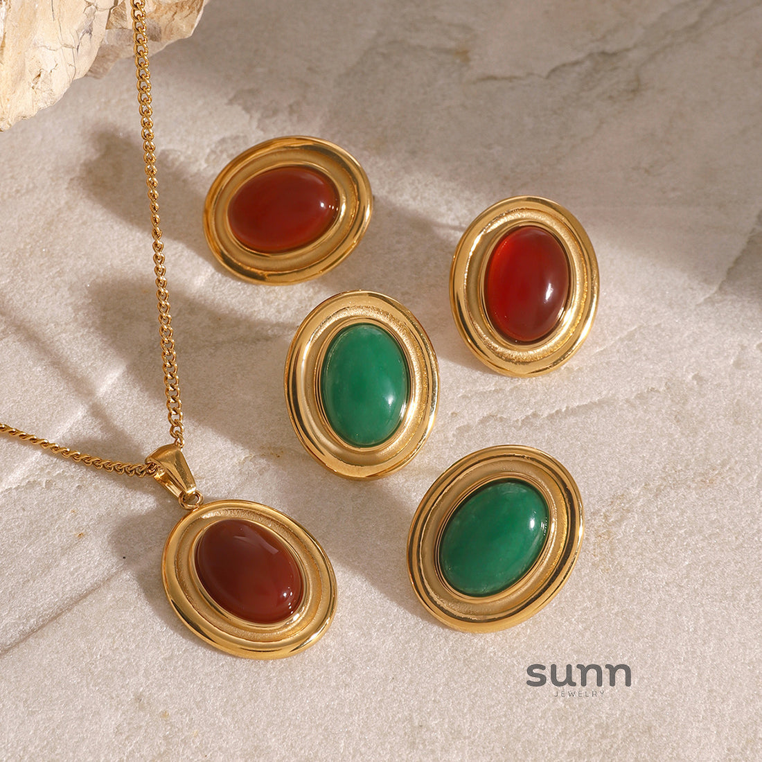 Zaire Agate Pendant Jewelry Set [XQ00TRF2]