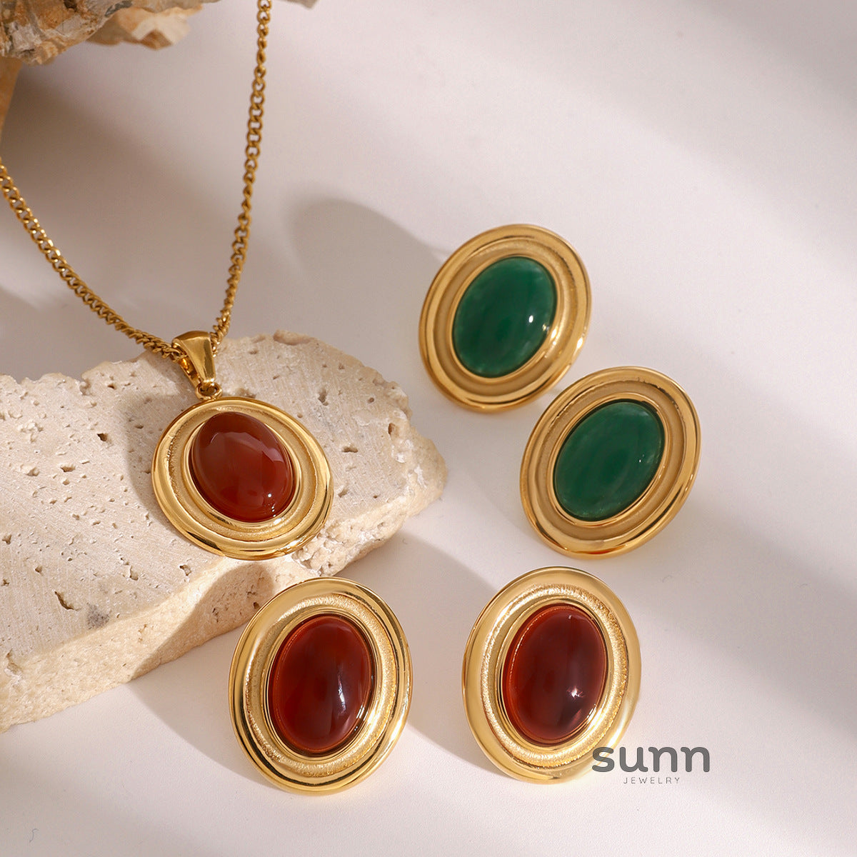 Zaire Agate Pendant Jewelry Set [NUD41Y21]