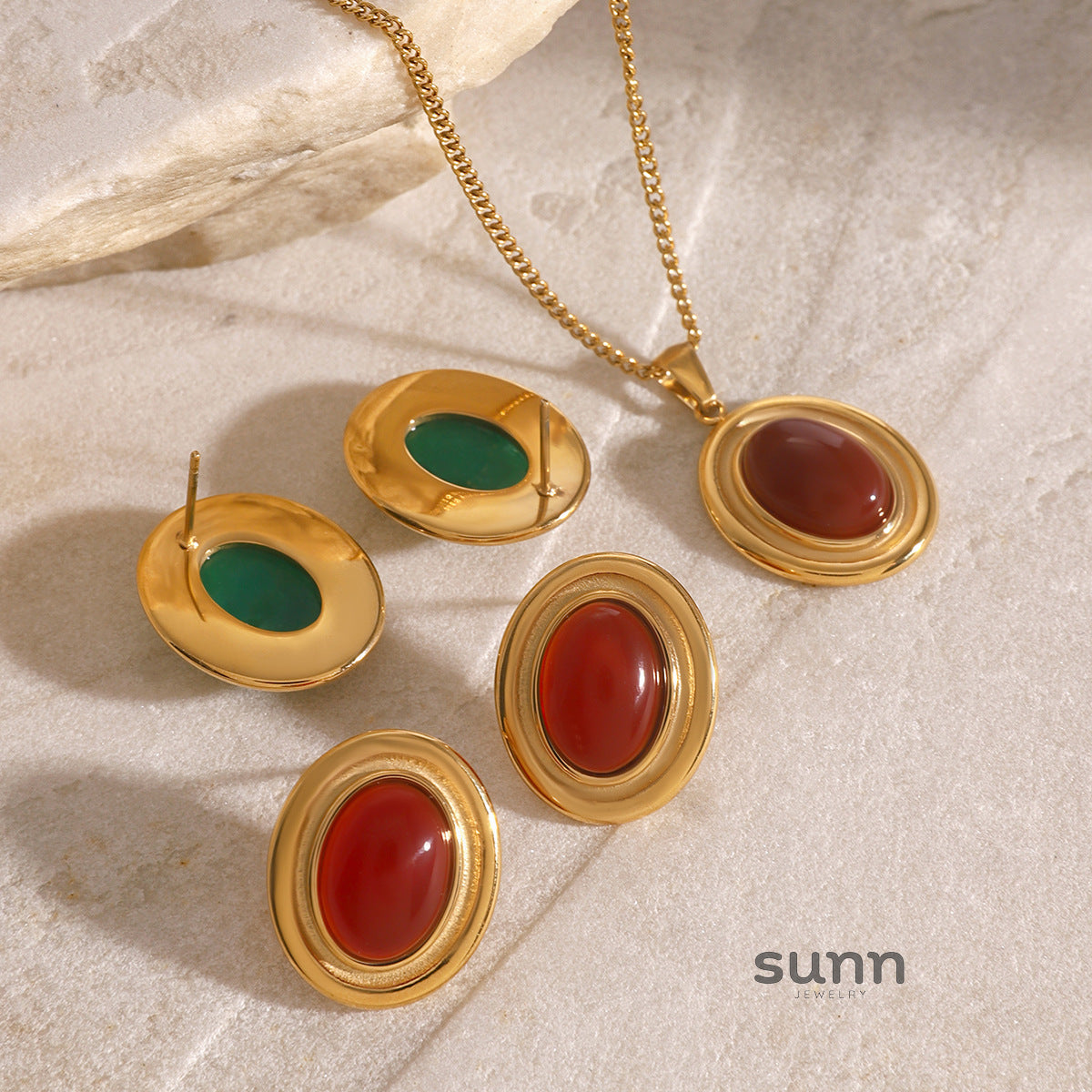 Zaire Agate Pendant Jewelry Set [KUUUY8KM]