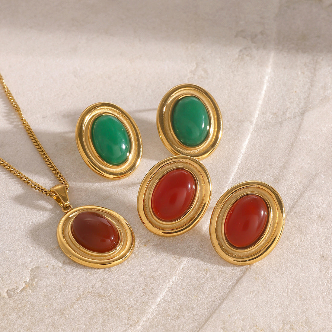 Zaire Agate Pendant Jewelry Set [XQ00TRF2]