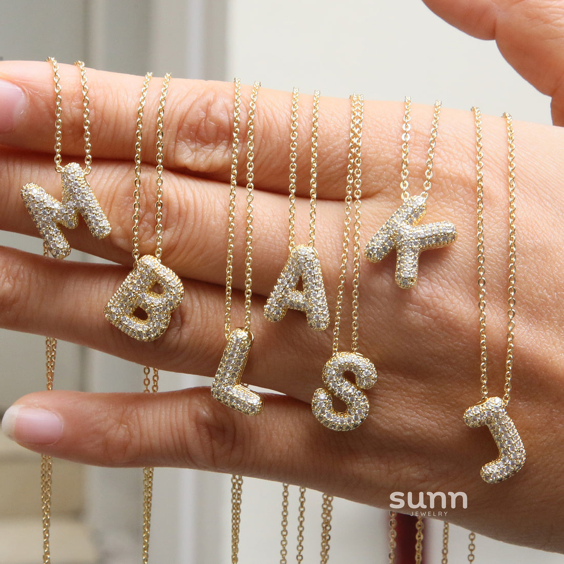 Zalia Gilded Bubble Letter Necklace [XF21BJJD]