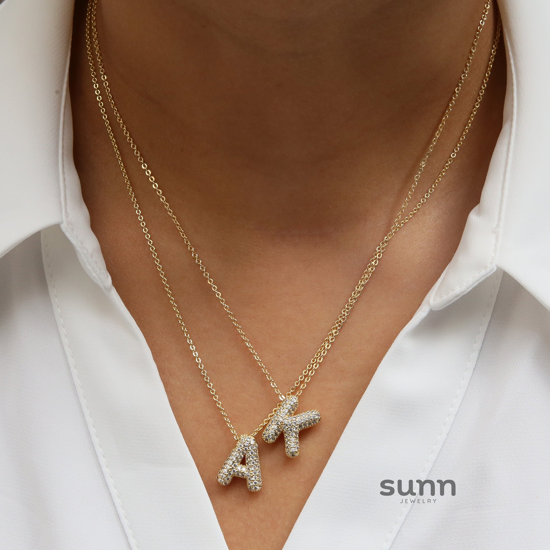 Zalia Gilded Bubble Letter Necklace [YBFWMXSP]