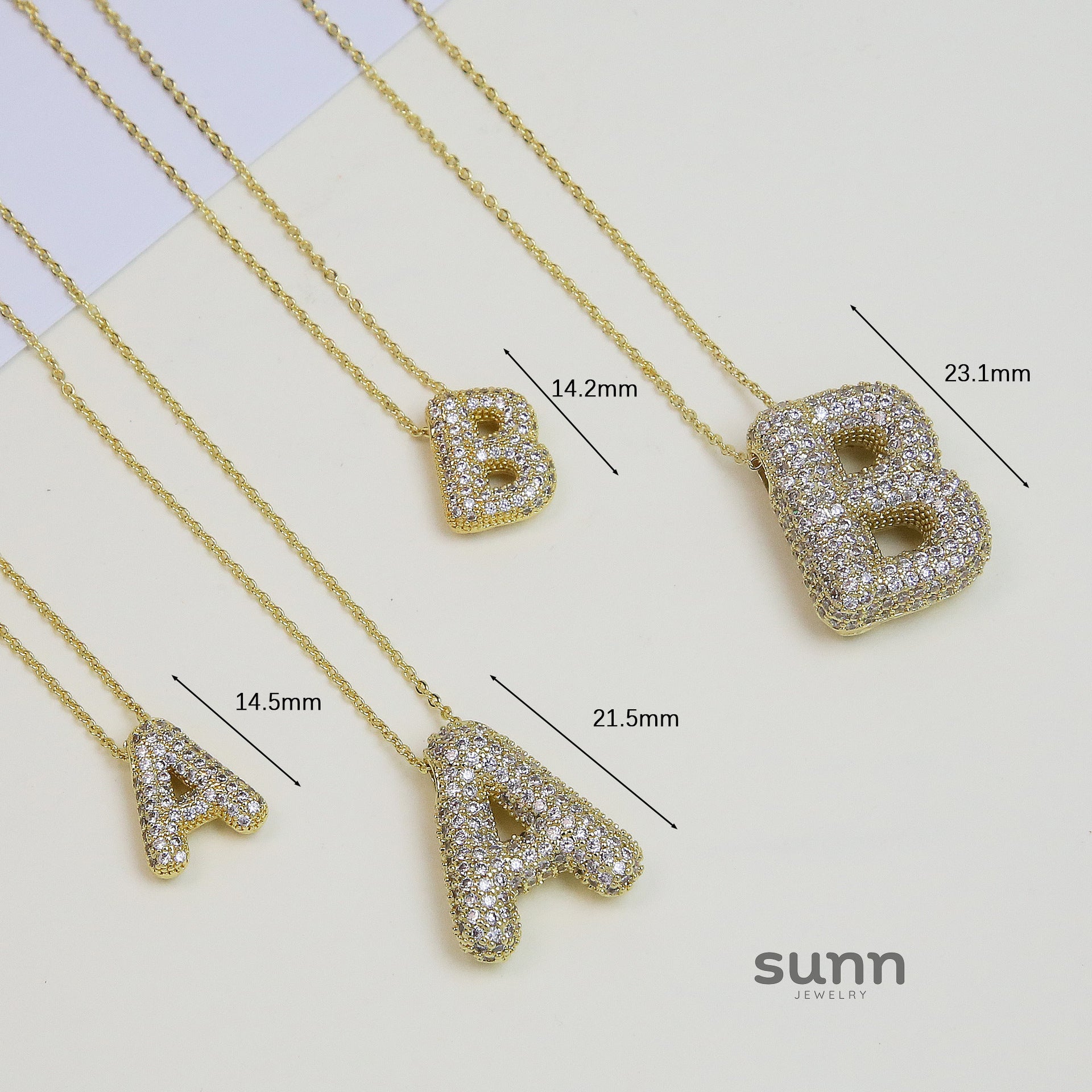 Zalia Gilded Bubble Letter Necklace [M1E158IC]