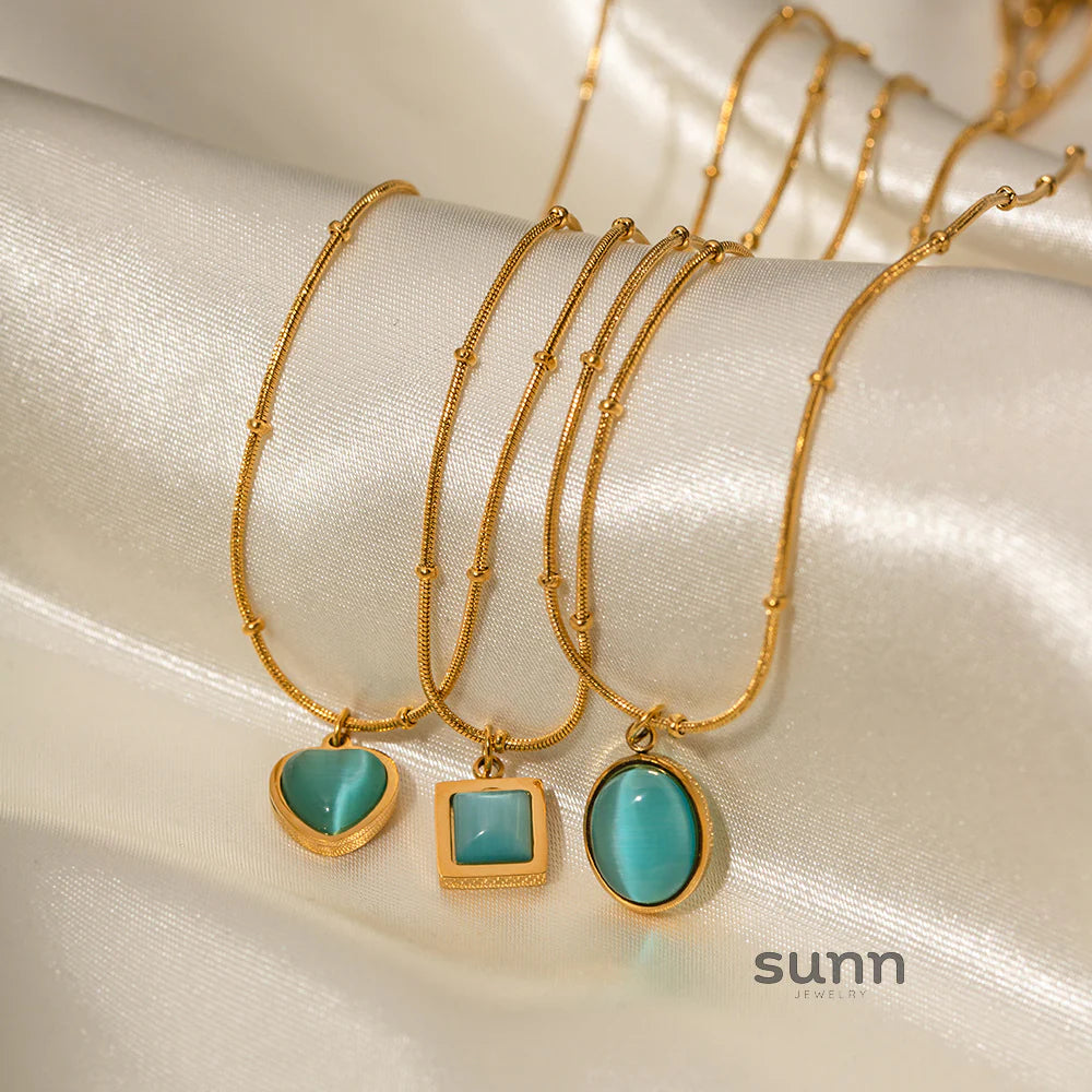 Zamiya Blue Cat-Eye Necklace