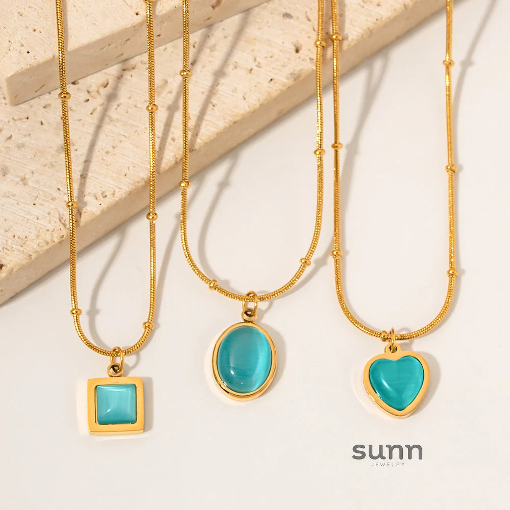 Zamiya Blue Cat-Eye Necklace