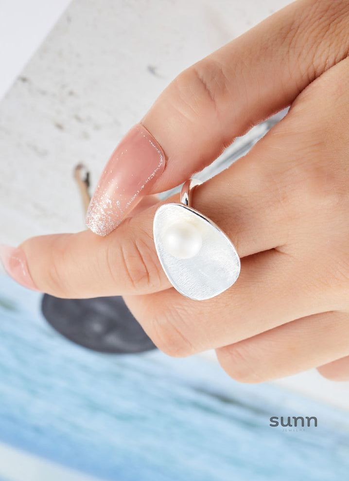 Zamya Brushed Pearl Open Ring [VQSWOTGF]