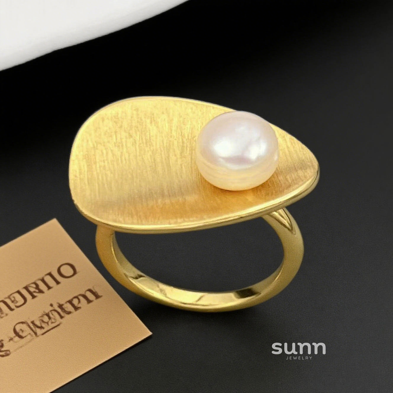 Zamya Brushed Pearl Open Ring [L3OS2IRN]