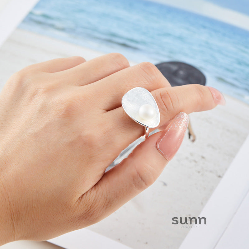 Zamya Brushed Pearl Open Ring [CJ831VCE]