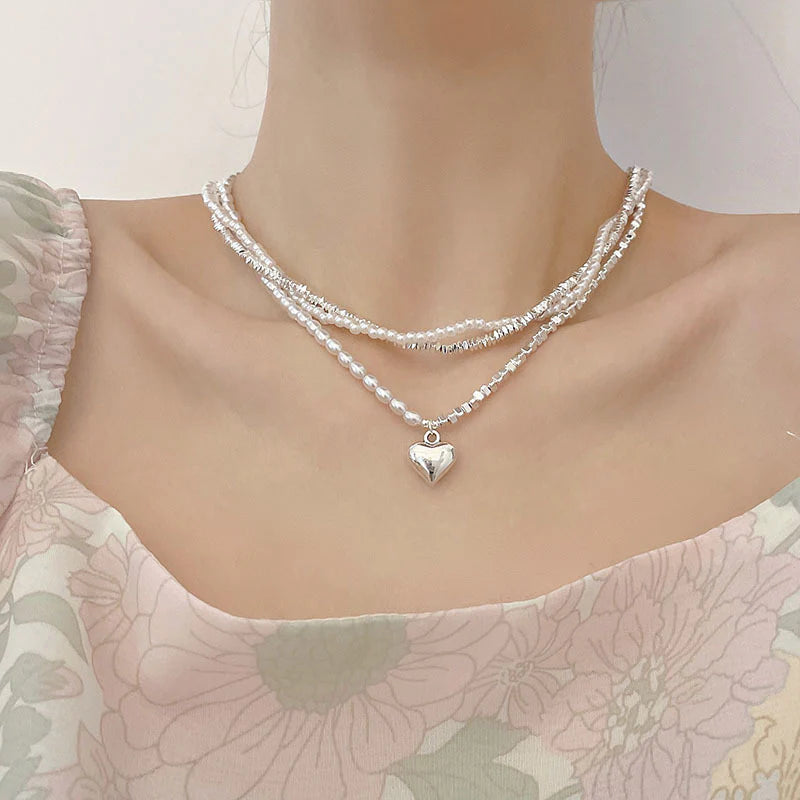 Zanaya Pearl & Silver Layered Necklace