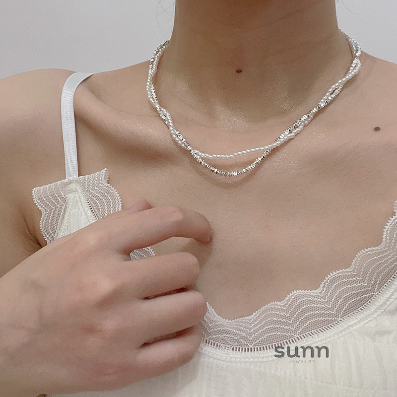 Zanaya Pearl & Silver Layered Necklace