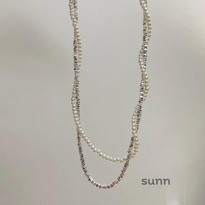 Zanaya Pearl & Silver Layered Necklace